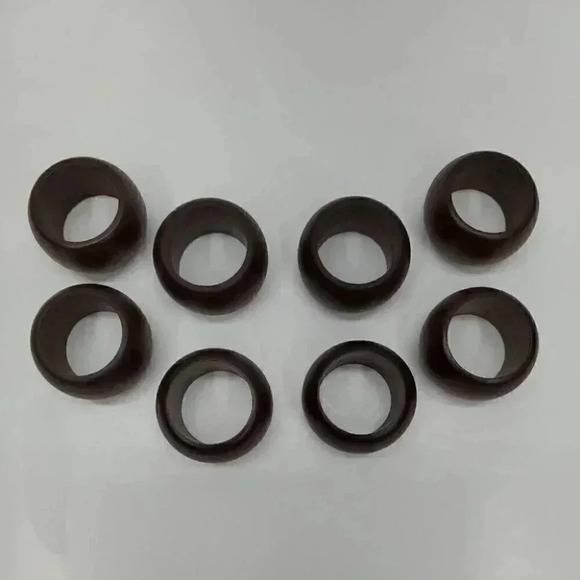 Vintage Dark Walnut Napkin Rings Set of 8 - Picture 2 of 4